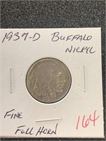 1937-D BUFFALO NICKEL ***FULL HORN*** (FINE)