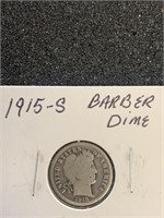 1915-S BARBER DIME (90% SILVER) (GOOD)