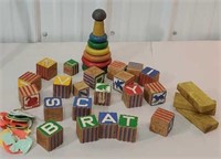 Box of early kids alphabet building blocks