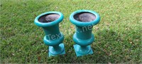 (2) Teal Planter Stands