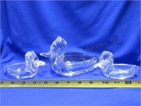 3 Crystal Duck Dishes