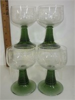 Set of 4 Etched Goblets