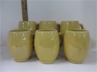 6 Yellow Ware Stoneware Mugs