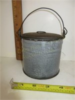 Miniature Gray Granite Pail with Lid
