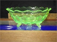 Vaseline Glass Footed Bowl