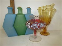 3pc Fitted Bottle Set & 2 Vases