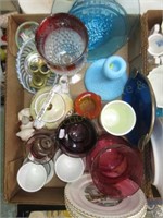 Lot of Misc. Glass Inc. Tea Pot, Plates, Vases,