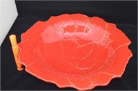 LARGE RED LEAF-SHAPED BOWL MADE IN ITALY