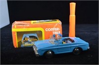 VINTAGE TIN CONVERTIBLE TOY CAR WITH DRIVER,