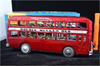 VINTAGE TIN TOY- FRICTION DRIVE DOUBLE DECKER