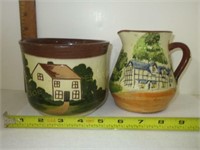 Torquay Pottery Motto Ware Pitcher & Waste Bowl