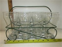 Set of 8 Glasses and Rack