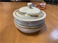 INDIAN POTTERY CASSEROLE DISH WITH LID