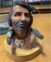 PAINTED NATIVE AMERCIAN BUST, TITLED "PAINTED