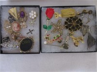 Costume Jewelry Pins, Pendants, Rings. Case Not