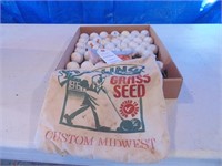 40 golf balls, some illini, grass seed cloth bag