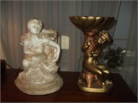 (2) PLASTER CHERUB PLANTERS