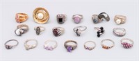 Group 20 Sterling Silver Rings Designer Gemstone +