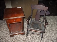 CHILD'S ROCKING CHAIR WITH NIGHT STAND