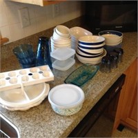 Bowls, cups, egg holder, misc