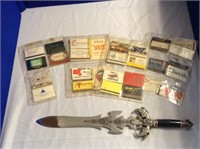 Sword and matchboxes