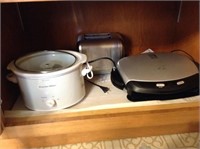 Crockpot, toaster, grill