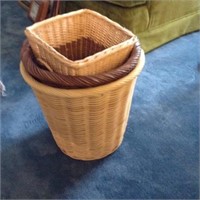 Wicker trash cans