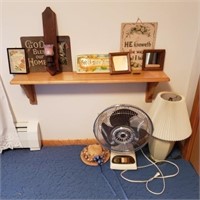 Bedroom decor, lamp, fan (shelf not included)