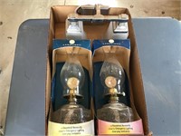2 oil lamps still in packaging & bathroom light