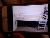 White Twin loft bed w/ladder and slats