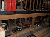 10 Ft  Wood Work Bench W/ Metal Top-No Contents