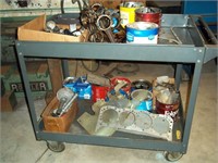 2 Tier Metal Rolling Cart 24 x 36 With Contents