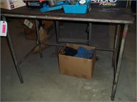 Metal Table W/ Wood Top 24 x 40-No Contents