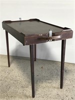 Antique folding traveling wood end table