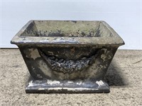 XL cement silver painted square planter