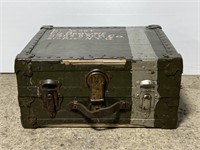 Vintage Beller military trunk w/ leather handle