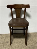 Vintage wood vinyl top side chair