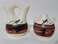 Two signed Navajo art pottery pieces