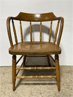 Antique wood side chair w/ armrests