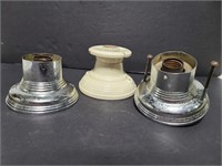 Metal and ceramic light fixture base pieces