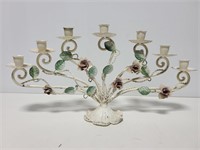 Vintage painted cast iron candelabra centerpiece