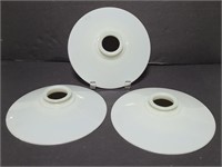 Trio of white glass saucer shades