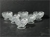 Set of 6 Cut glass small parfait bowls