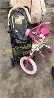 Kids bike, toy stroller