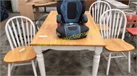 Kitchen table with chairs, booster seat