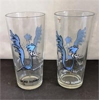 Two Road Runner Collectible Glasses, Approx 6.5" h
