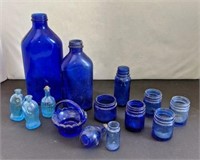 Assorted Cobalt Blue Bottles & Bidder's Bottles