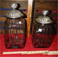 2 Glass Canisters with Aluminum Lids
