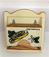 Vintage Toothpick Holder, Plastic, Mounts to Wall