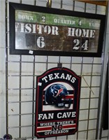 Team Score & Texans Fan Cave Signs